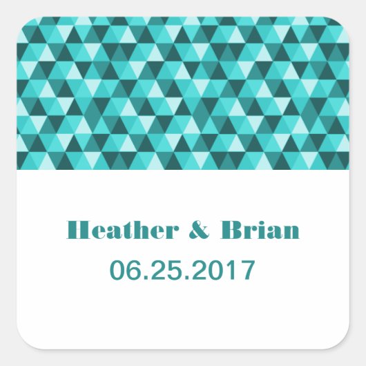 Stickers Mariage Triangles géométriques turquoises (Devant)