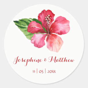 Stickers Mariage Tropical Fleur Hibiscus Rouge