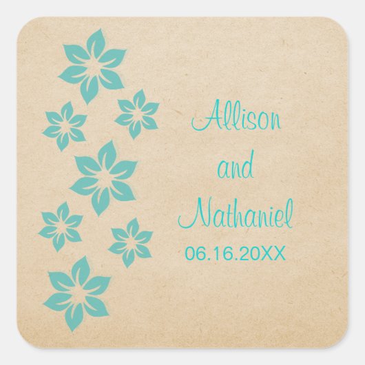 Stickers Mariage Tropical Turquoise (Devant)
