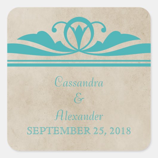 Stickers Mariage turquoise Élégant Déco (Devant)