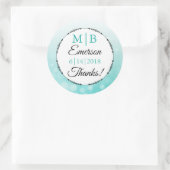 Stickers Mariage Turquoise personnalisé Merci (Sac)