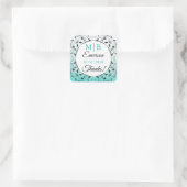 Stickers Mariage Turquoise personnalisé Merci (Sac)