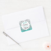Stickers Mariage Turquoise personnalisé Merci (Enveloppe)