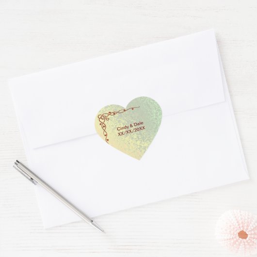 Stickers Mariage vert et jaune dans les tons d'aut (Enveloppe)