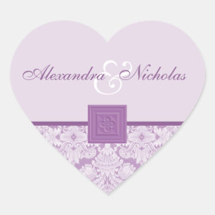 Stickers Mariage Violet Damask & Quatrefoil Cross 