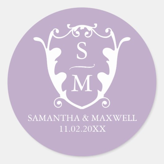 Stickers Mariage violet monogramme (Devant)