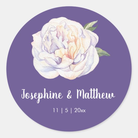 Stickers Mariage violet violet blanc Peony blanc (Devant)
