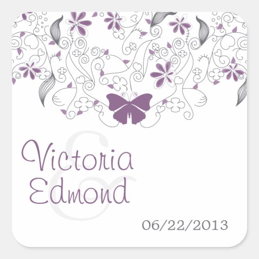 Stickers Mariage Whimsy Papillon Violet (Devant)