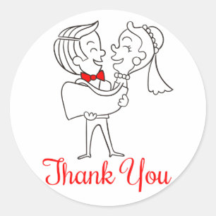 Stickers Mariée Et Mariage Merci En Cartoon