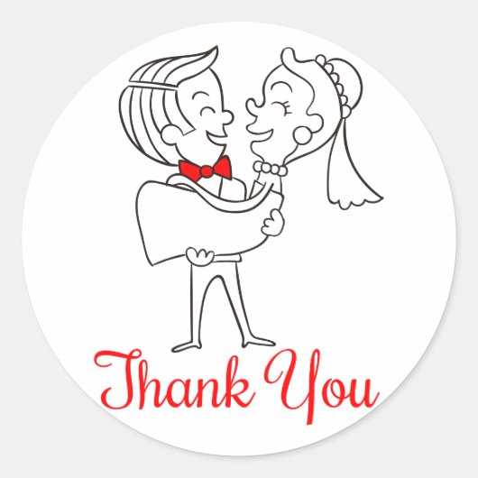 Stickers Mariée Et Mariage Merci En Cartoon (Devant)