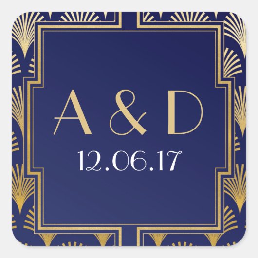 Stickers Marine & Gold Art Déco 1920's Round Stick (Devant)