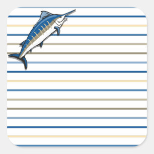 Stickers - Marlin bleu sur bandes