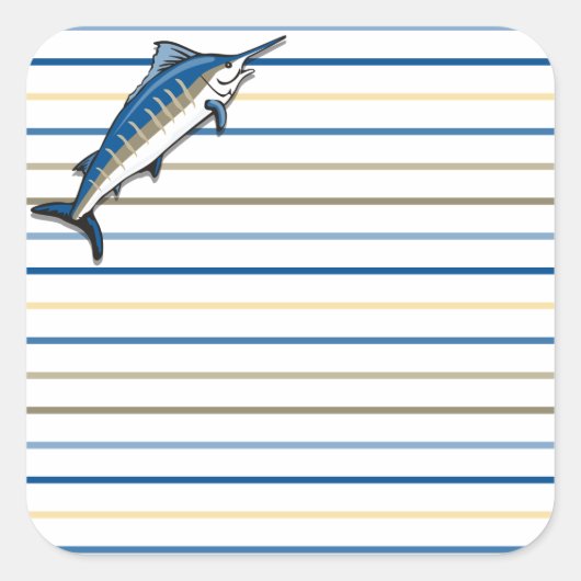 Stickers - Marlin bleu sur bandes (Devant)