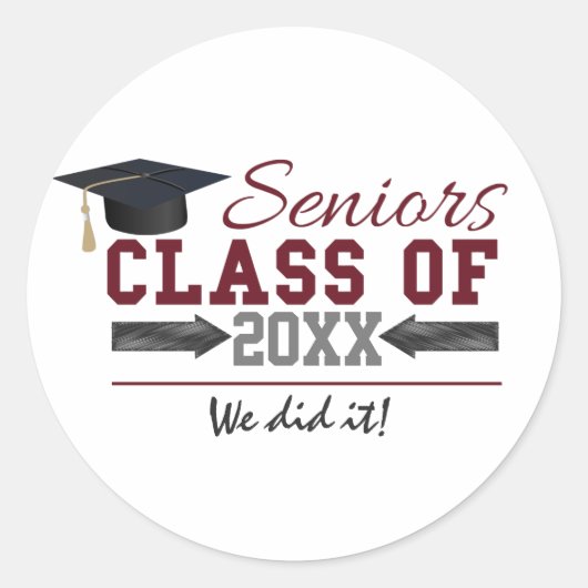 Stickers Maroon and Grey Typography Graduation (Devant)