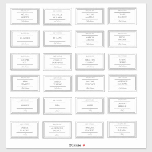 Stickers marque place Mariage (Feuille)