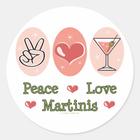Stickers Martini Peace Love (Devant)