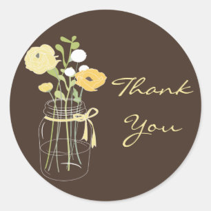Stickers Mason Jaune et Brown Mariage Favor