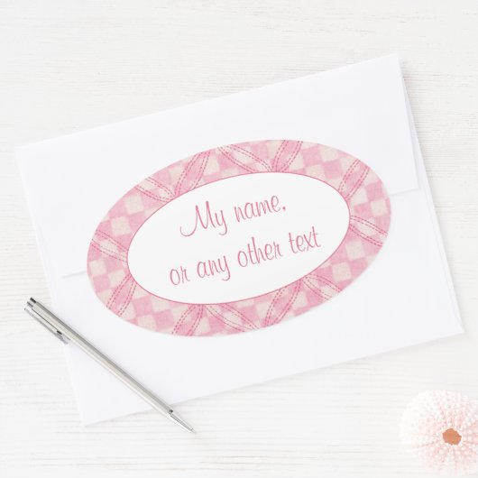 Stickers Mat ovale PINK CHECK QUILT (Enveloppe)