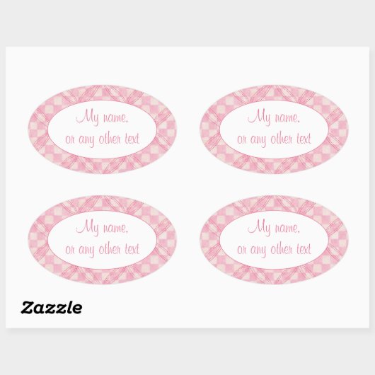 Stickers Mat ovale PINK CHECK QUILT (Feuille)