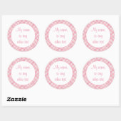 Stickers Matte rond 3" PINK CHECK QUILT (Feuille)