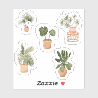 Stickers Ménage Poted - Plante intérieur mignon