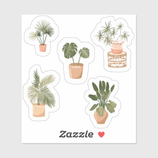 Stickers Ménage Poted - Plante intérieur mignon (Feuille)