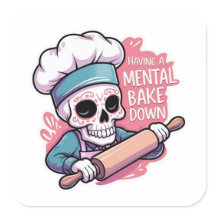 Stickers "Mental Bake Down" Skull Baker - Drôle