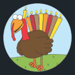 Stickers Menurkey<br><div class="desc">Ces autocollants présentent une Menurkey charismatique et charmante (combinaison Menorah et Turquie), pour célébrer la fête croisée Chanukah-Thanksgiving de cette année.</div>