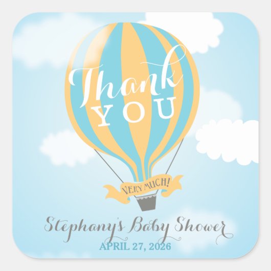 Stickers Merci à bulle jaune à air chaud (Devant)