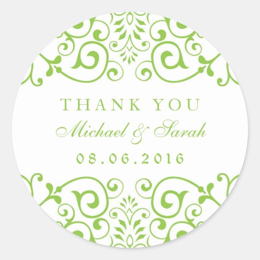 Stickers Merci à fleurs vert citron (Devant)