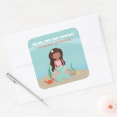 Stickers Merci Africain-Américain Fille Sirène (Enveloppe)