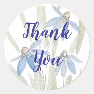 Stickers Merci Aquarelle bleu marguerite