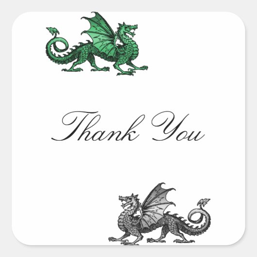 Stickers Merci argent vert dragon (Devant)