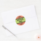 Stickers Merci Art Déco Orange/Vert (Enveloppe)