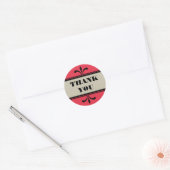 Stickers Merci Art Déco Rouge/Beige (Enveloppe)