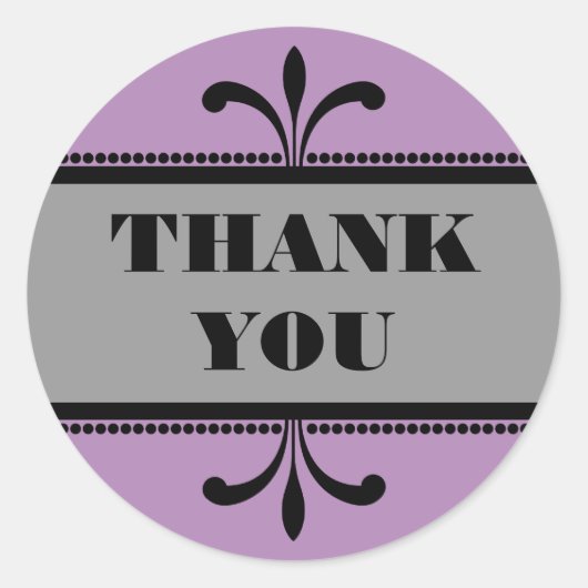 Stickers Merci Art déco violet/gris (Devant)