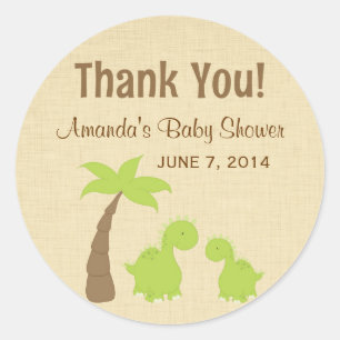 Stickers Merci Baby shower Dinosaur