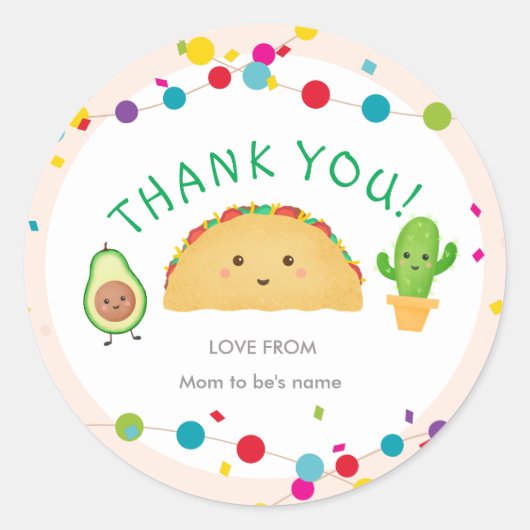 Stickers Merci Baby shower du Parti Taco (Devant)