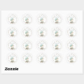 Stickers Merci Baby shower fleuri Teddy Bear (Feuille)