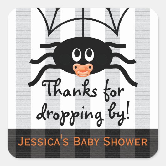 Stickers Merci Baby shower Hallowen Spider (Devant)