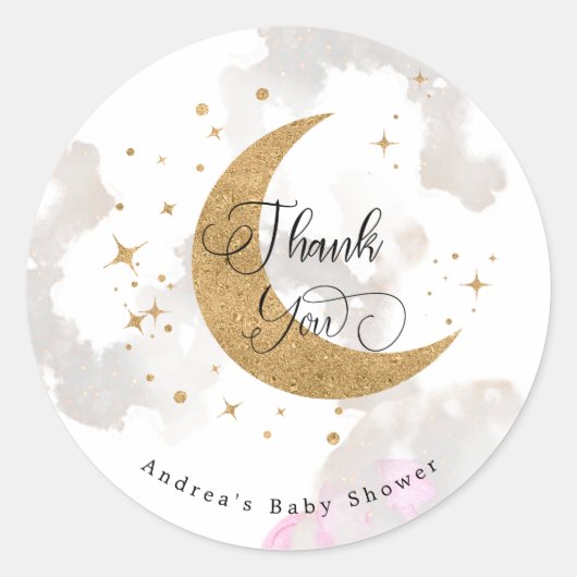 Stickers Merci baby shower Lune (Devant)