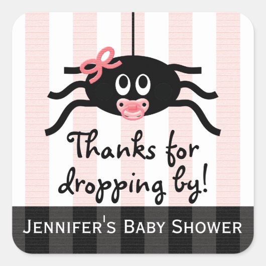 Stickers Merci Baby shower Pink Spider (Devant)