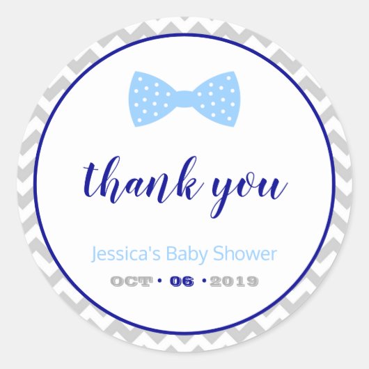 Stickers Merci Baby shower rond - Little Man (Devant)