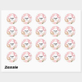 Stickers Merci Baby shower rose (Feuille)