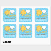 Stickers Merci Baby shower soleil mignon (Feuille)