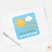 Stickers Merci Baby shower soleil mignon (Enveloppe)
