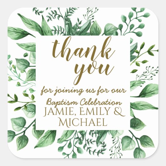 Stickers Merci BAPTISM, Feuilles botaniques BIG (Devant)