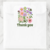 Stickers Merci belles fleurs rose vert (Sac)