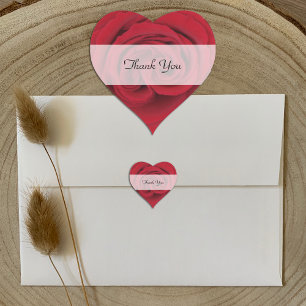 Stickers Merci cardiaque — Rose rouge