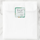 Stickers Merci carré pour affaires - Marbre vert (Sac)